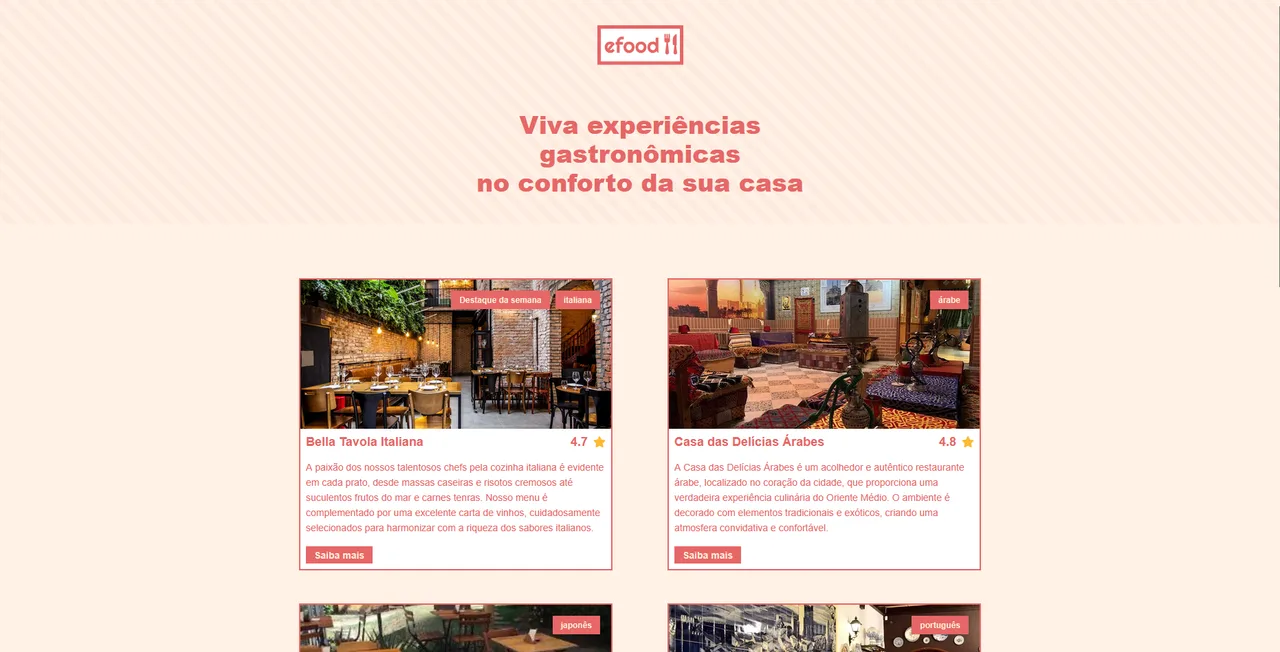Print do projeto E-food