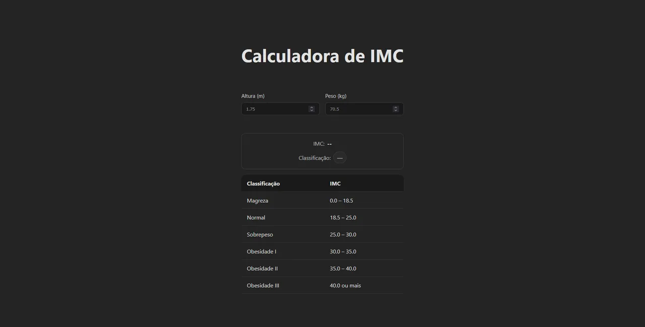 Print do projeto Calculadora IMC